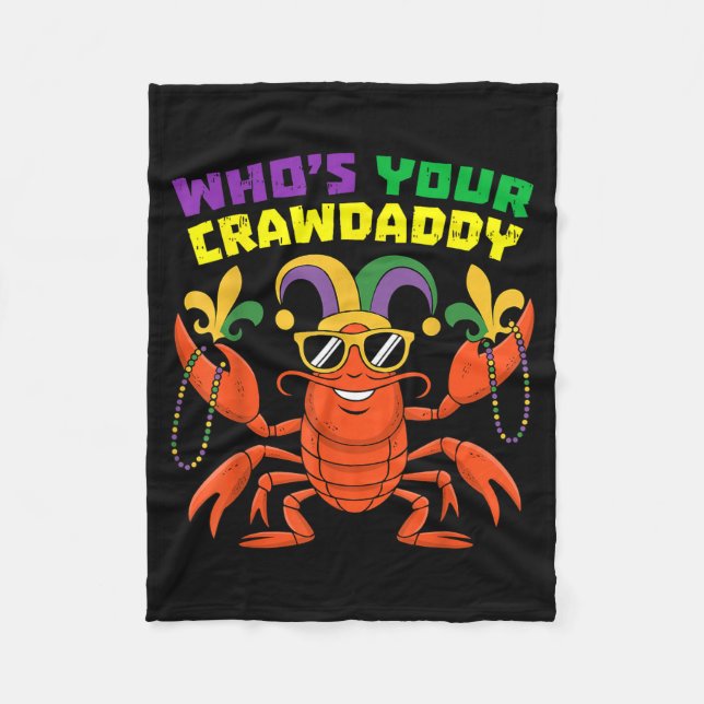 Cobertor De Velo Quem é o crawdaddy lagostim bobo contas mardi gras (Frente)