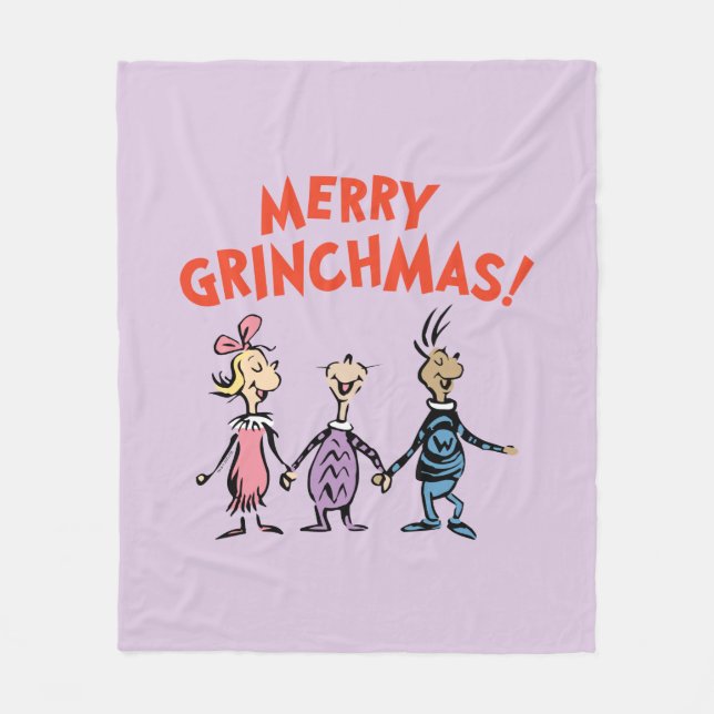 Cobertor De Velo Quem está de mãos dadas Merry Grinchmas (Frente)