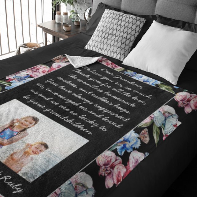 Cobertor De Velo Querida Vovó | Foto & Carta Personalizada (Criador carregado)