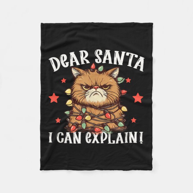 Cobertor De Velo Querido Papai Noel Eu Posso Explicar O Gato Fez Is (Frente)