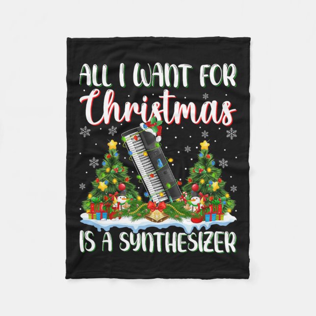 Cobertor De Velo Quero O Natal É Um Sintetizador Xmas Tree Li (Frente)