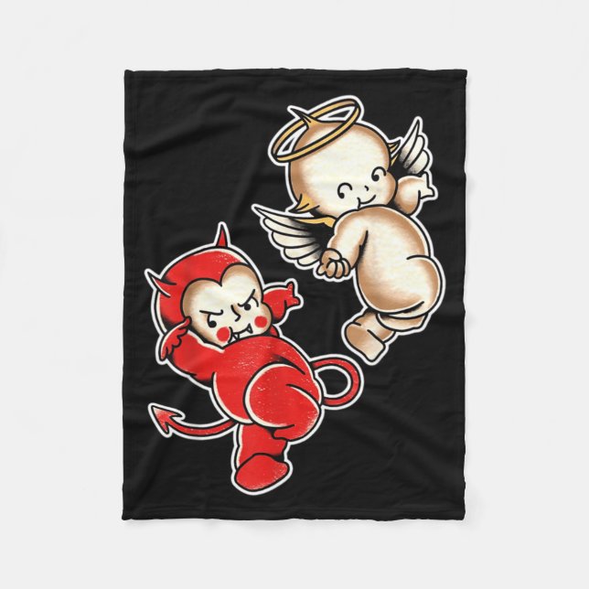 Cobertor De Velo Querubins Anjo Diabo Bebê Kewpie (Frente)
