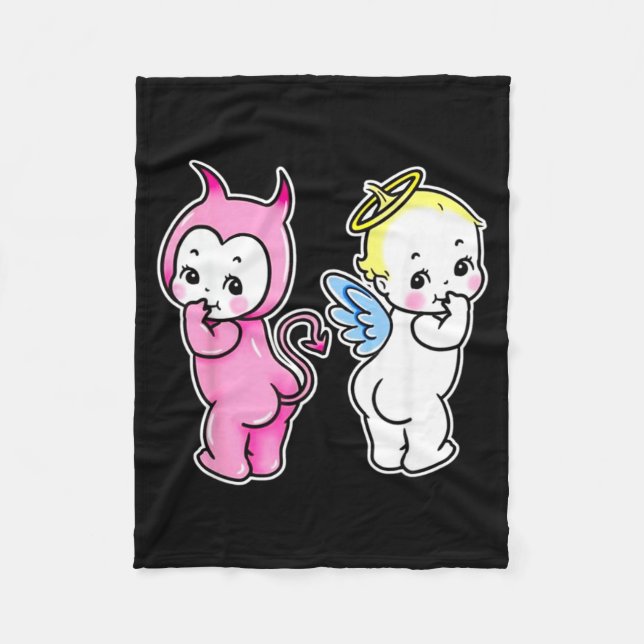 Cobertor De Velo Querubins Anjo Diabo Kewpie Bebê (Frente)
