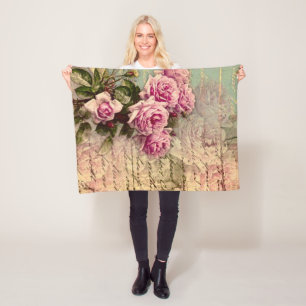 Cobertor De Velo Quic francês country, chique, rosas rosa, flora
