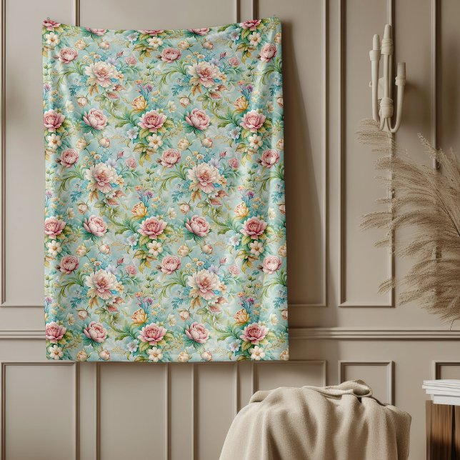 Cobertor De Velo Quic Refinado Rococo Floral Soft Pastel Elegante (Chic Refined Rococo Floral Soft Pastel Elegant Fleece Blanket)