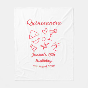 Cobertor De Velo Quinceanera aniversário de 15 anos vermelho festa