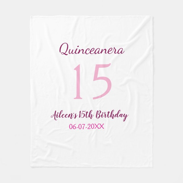 Cobertor De Velo Quinceanera simples 15 de aniversário de fada rosa (Frente)