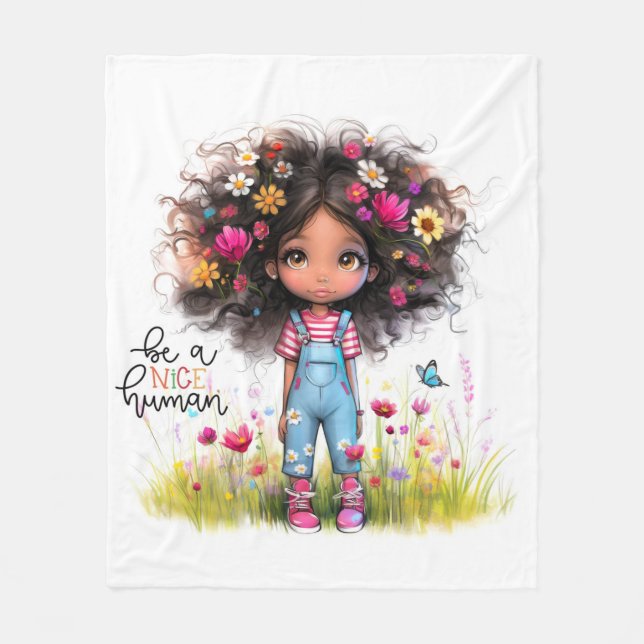 Cobertor De Velo Quirky Girl Nice Human (Frente)