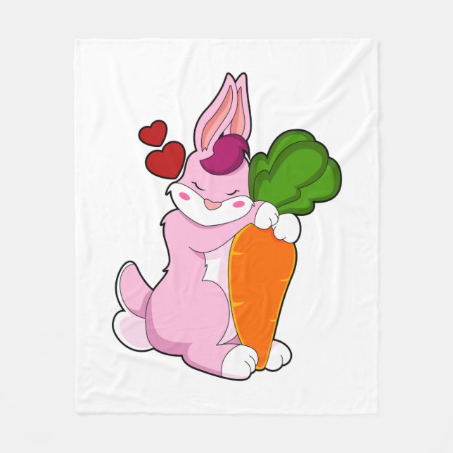 Cobertor De Velo Rabbit with Carrot and Heart (Frente)