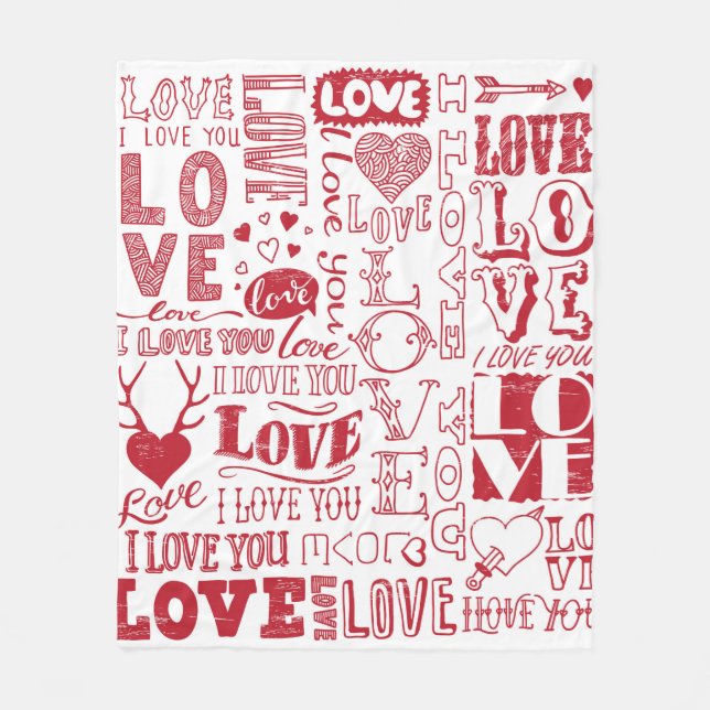 Cobertor De Velo rabiscos de amor feitos à mão  (Frente)