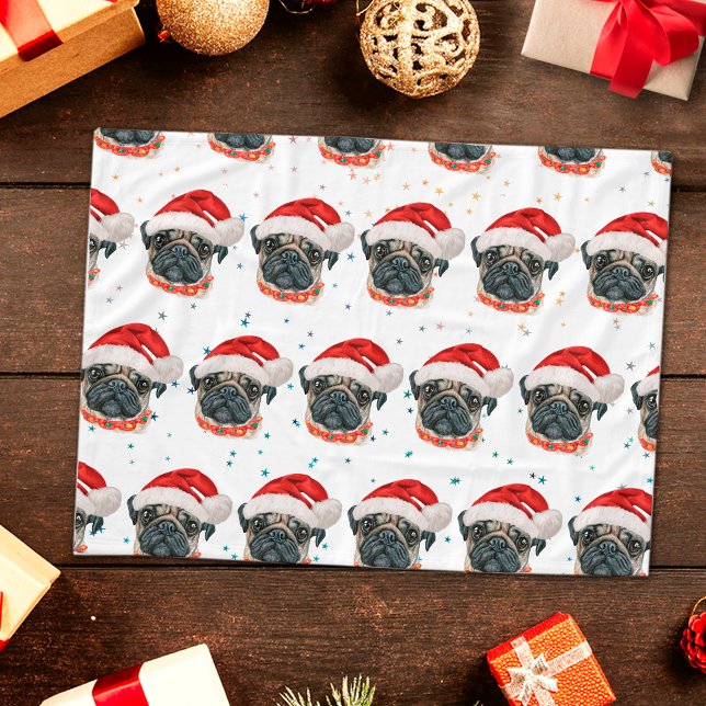 Cobertor De Velo Raça de Cachorro Pug Estrelas de Natal (Criador carregado)