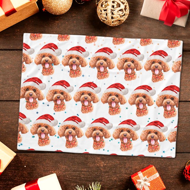 Cobertor De Velo Raça de Cão Poodle Estrelas de Natal (Criador carregado)