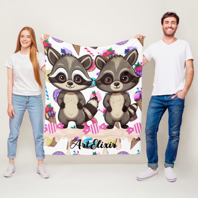Cobertor De Velo Raccoon Cute Kawaii Twin Sweet Impressão (In Situ)