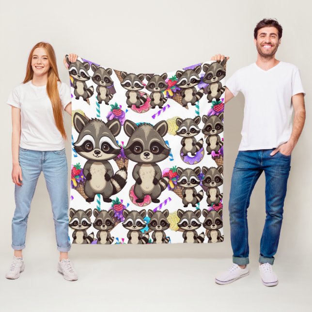 Cobertor De Velo Raccoon Cute Kawaii Twin Sweet Patterno (In Situ)