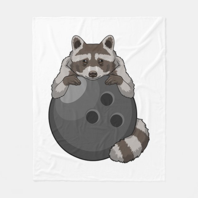Cobertor De Velo Raccoon em Boliches com Bola de boliche (Frente)