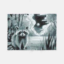 Cobertor De Velo Raccoon em Floresta Limpando Fleece Blanket