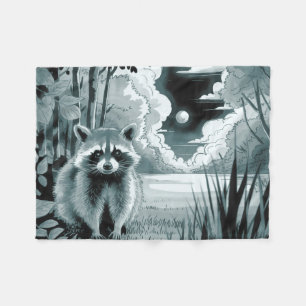 Cobertor De Velo Raccoon em Floresta Limpando Fleece Blanket