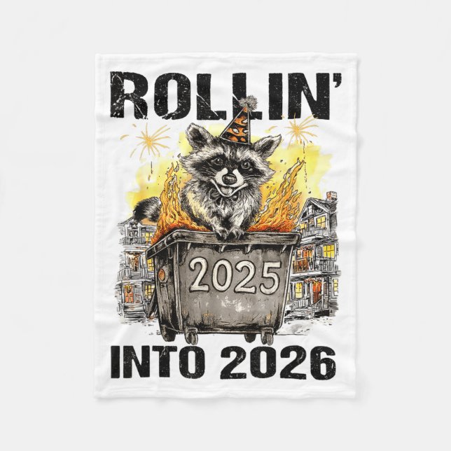 Cobertor De Velo Raccoon Rolling Into 2026 Happy New Year 2026 Funn (Frente)