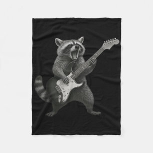 Cobertor De Velo Raccoon Tocando Violão Rock E Guitarista Roll Rac
