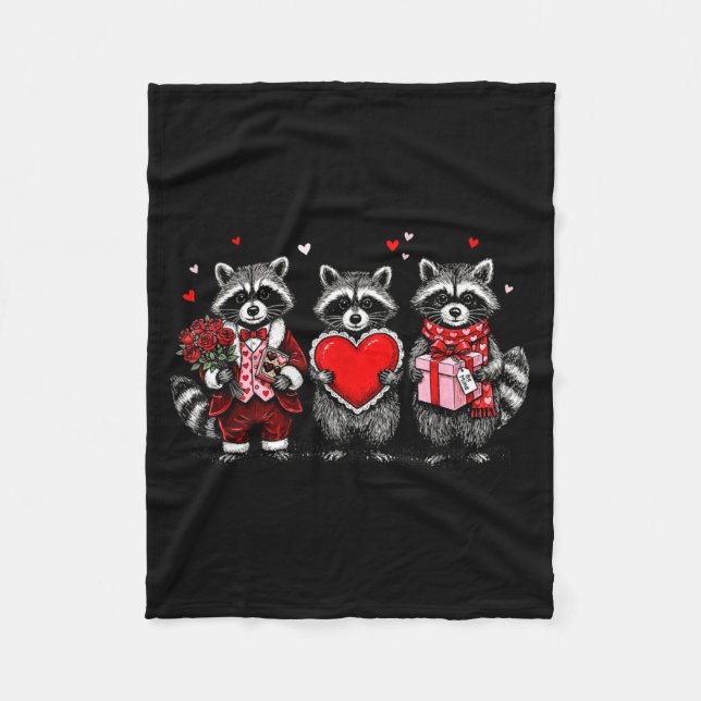 Cobertor De Velo Raccoon Valentines Day Funny Feral Raccoon Love He (Frente)