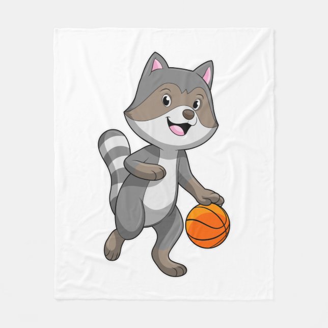 Cobertor De Velo Racoon como jogador de basquetebol (Frente)