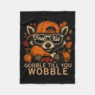 Cobertor De Velo Racoon Feral Kid de Ação de Graças Gobble Até Você