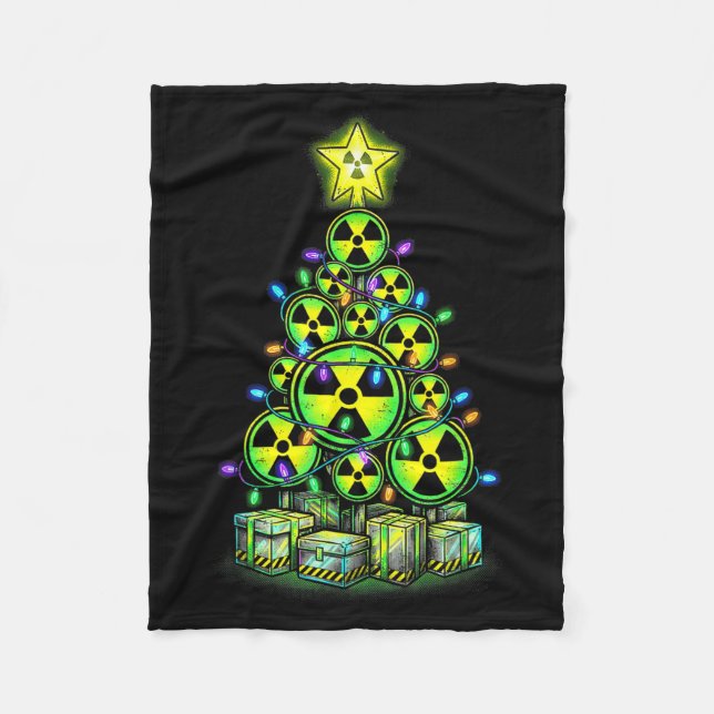 Cobertor De Velo Radioactive Christmas Tree Graphic Nuclear Warning (Frente)
