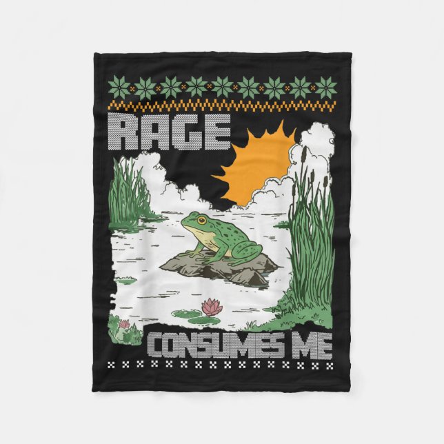 Cobertor De Velo Rage Consumes Me Ugly Christmas Sweaters Funny Fro (Frente)