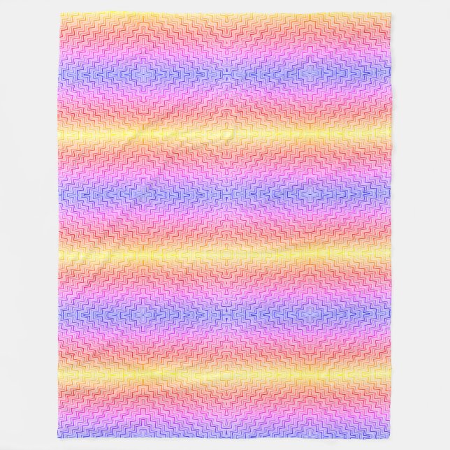 Cobertor De Velo Rainbow Chevron Mirror Patterno Boho Fleece Blanke (Frente)