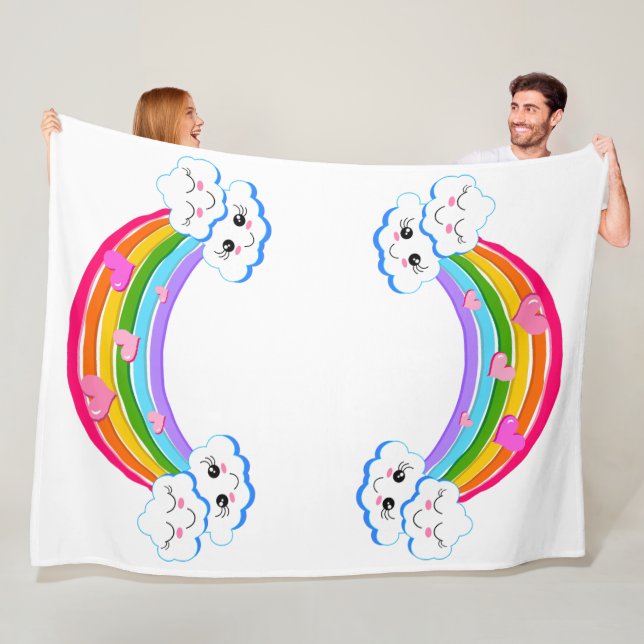 Cobertor De Velo Rainbow Clouds Fleece Blanket (In Situ)