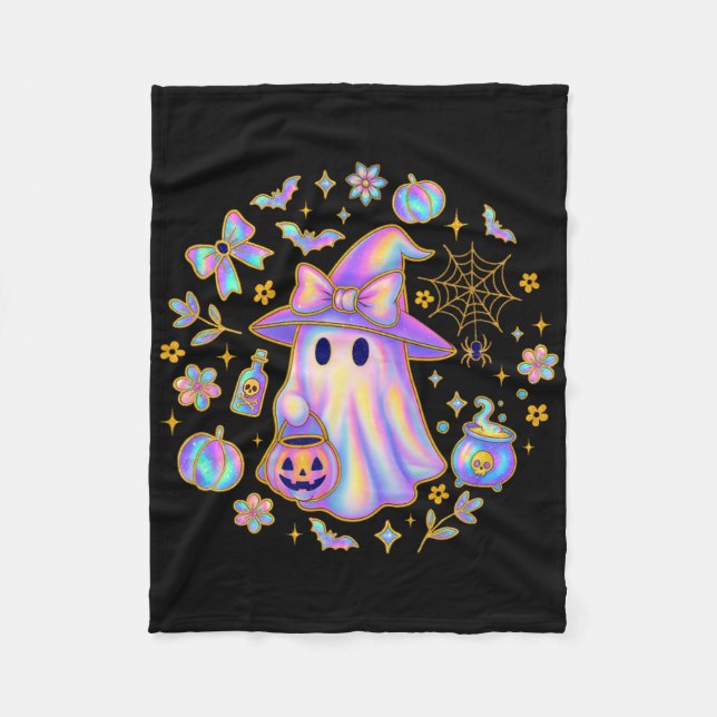 Cobertor De Velo Rainbow Ghost Witirt Cute Pumpkin Cauldron Sp (Frente)
