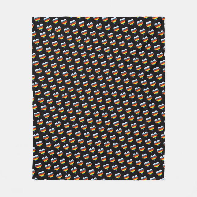 Cobertor De Velo Rainbow Heart Pattern Fleece Blanket (Frente)