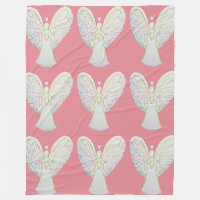Cobertor De Velo Rainbow Hearts Guardian Angel Fleece Blanket (Frente)