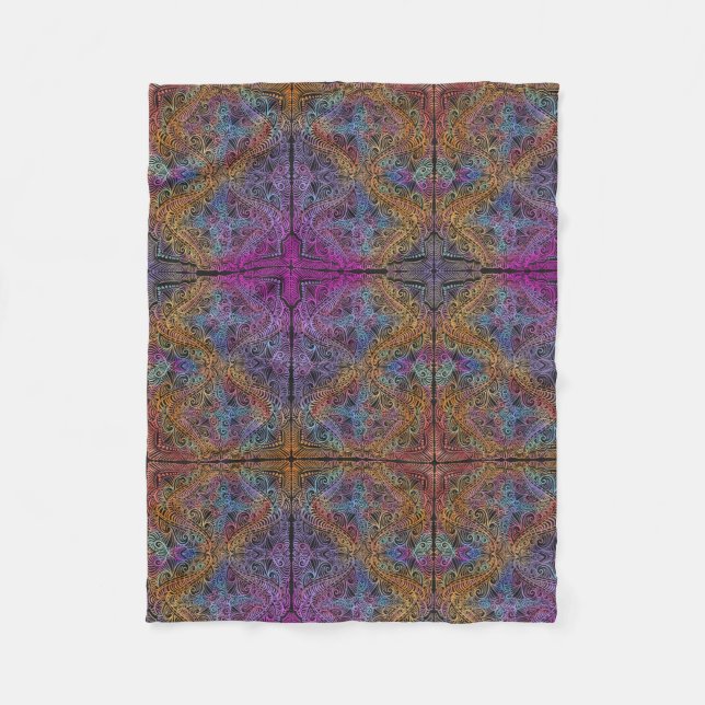 Cobertor De Velo Rainbow Kaleidoscope Mandala (Frente)