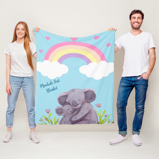 Cobertor De Velo Rainbow Koala Animal Fleece Blanket Personalizado (In Situ)