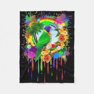 Cobertor De Velo Rainbow Lorikeet Parrot Fleece_Blanket