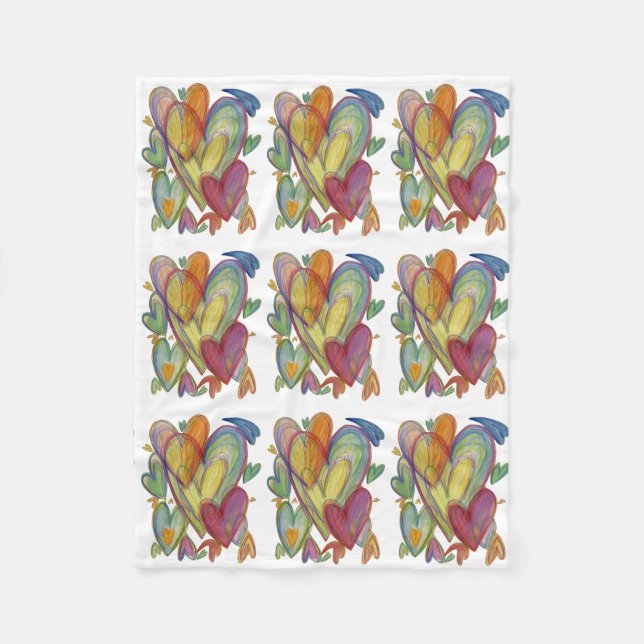 Cobertor De Velo Rainbow Love Hearts Cozy Fleece Throw Blanket (Frente)