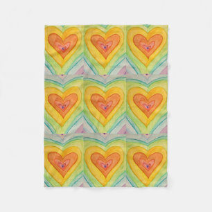 Cobertor De Velo Rainbow Love Hearts Cozy Fleece Throw Blanket