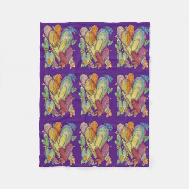Cobertor De Velo Rainbow Love Hearts Cozy Fleece Throw Blanket (Frente)