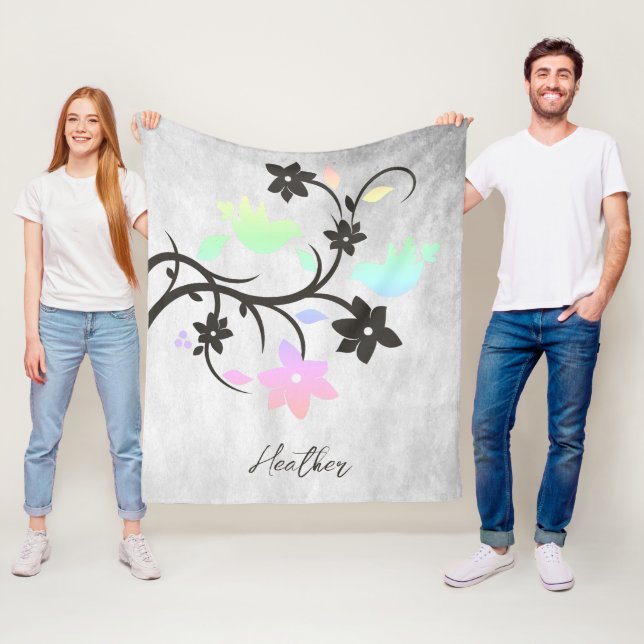 Cobertor De Velo Rainbow Pastel Lovebird Fleece Blanket (In Situ)