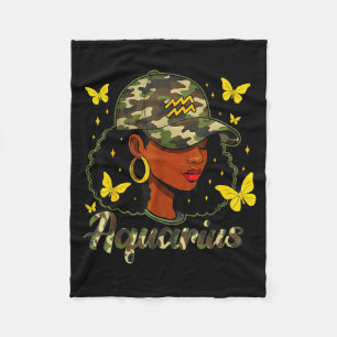 Cobertor De Velo Rainha de Aquário Mulher Negra Camuflagem Chapéu A