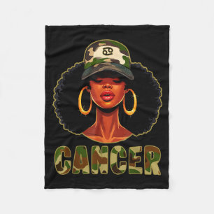 Cobertor De Velo Rainha do Câncer Mulher Preta Com Camuflagem Afro