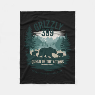 Cobertor De Velo Rainha Dos Tetons Grizzly 9 Ursos Amantes Nacionai