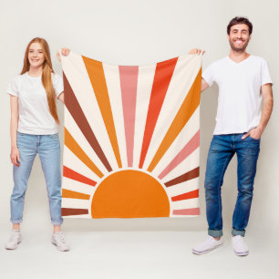 Cobertor De Velo Raios do Sol Retrospectivo Laranja Vermelho Amarel