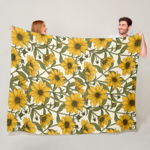 Cobertor De Velo Raízes de sol, girassol selvagem em branco