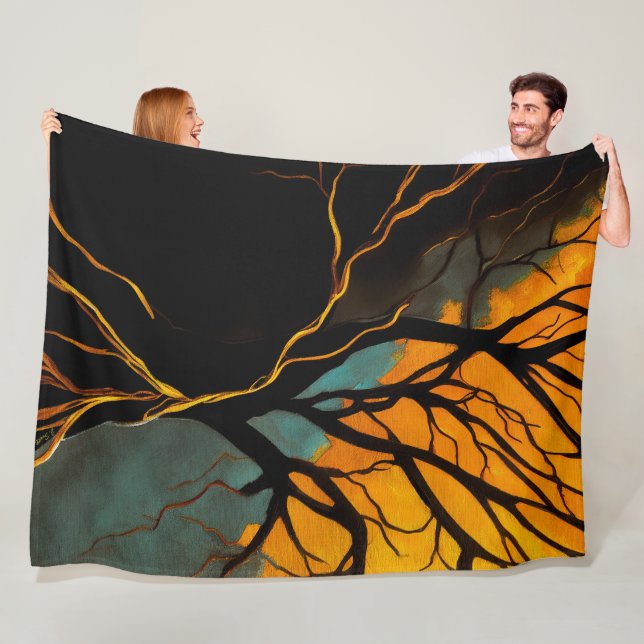 Cobertor De Velo Raízes Douradas e Árvore do Crepúsculo (In Situ)