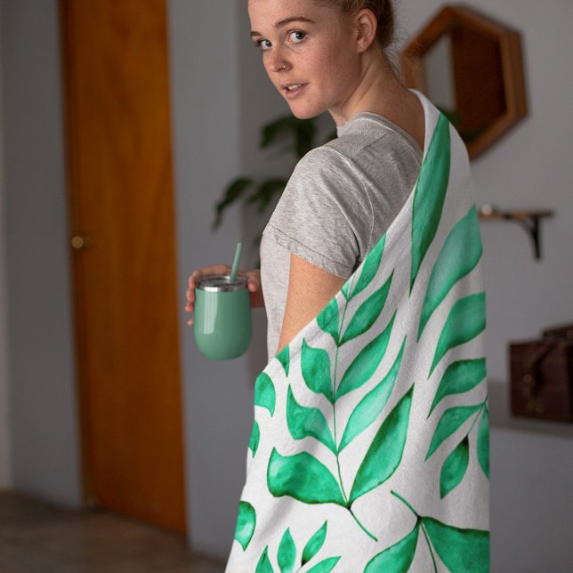 Cobertor De Velo Ramais simples de aquarelas - verdes (Criador carregado)