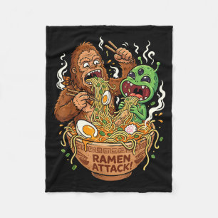Cobertor De Velo Ramen ataque engraçado bigfoot e alien sorvendo