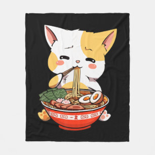 Cobertor De Velo Ramen Cat Comendo Noodles Kawaii Anime Merch Gift