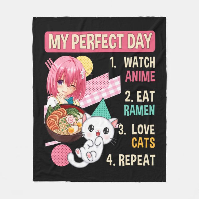 Cobertor De Velo Ramen Cat Kawaii Anime Comida Japonesa Girls Offic (Frente)